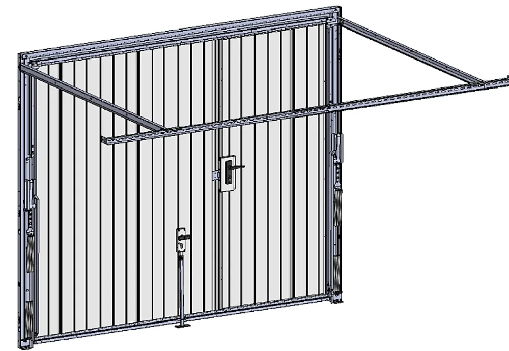Spadone Porte de garage basculante grise avec portillon l.240 x H.200 cm x Ep.20 mm- Porte De Garage Basculante