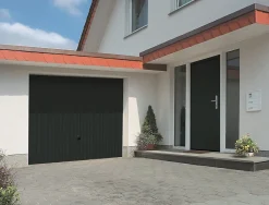 Porte de garage basculante acier gris RAL 7016 - l.237,5 x h.200 cm - manuelle (pré-montée)- Porte De Garage Basculante