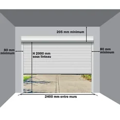 PROTECTA Porte de garage enroulable motorisée en aluminium Agathe blanche - L.240 x h.200 cm (pré-montée)- Porte De Garage Enroulable