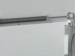 Somfy Porte de garage sectionnelle effet bois blanc avec moteur L254 x H218 cm - PRIETA- Porte De Garage Sectionnelle