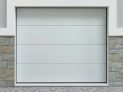 Somfy Porte de garage sectionnelle effet bois blanc avec moteur L254 x H218 cm - PRIETA- Porte De Garage Sectionnelle