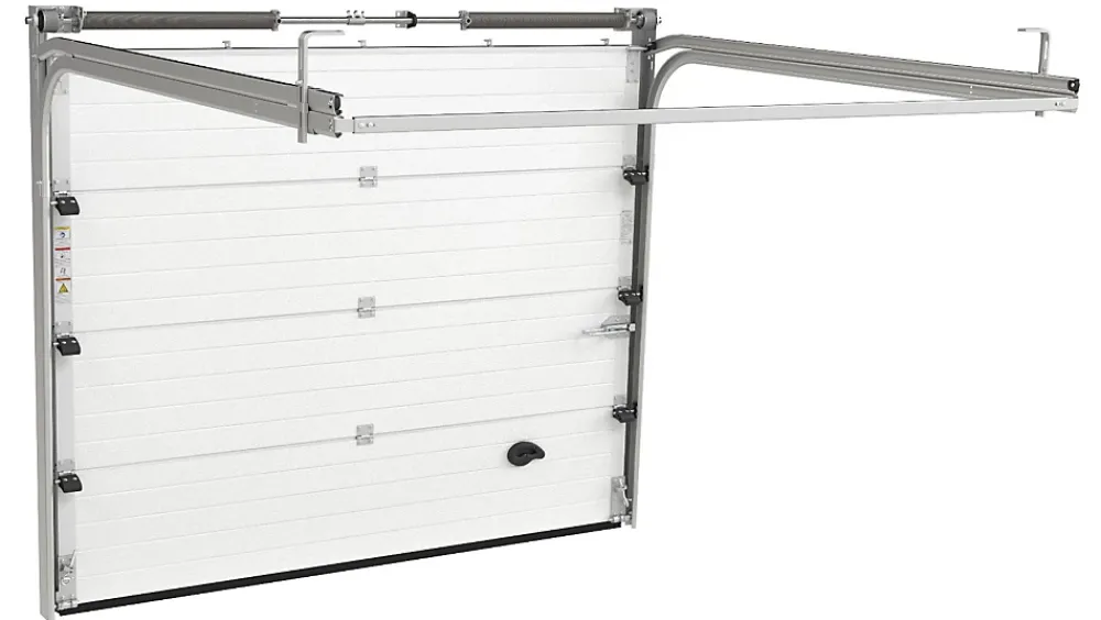 Rentside Porte de Garage Sectionnelle Motorisée 240x200 RIGA - Blanc sablé- Porte De Garage Sectionnelle