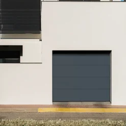 GoodHome Porte de garage sectionnelle acier gris RAL 7016 - L.240 x h.200 cm - motorisée (en kit)- Porte De Garage Sectionnelle