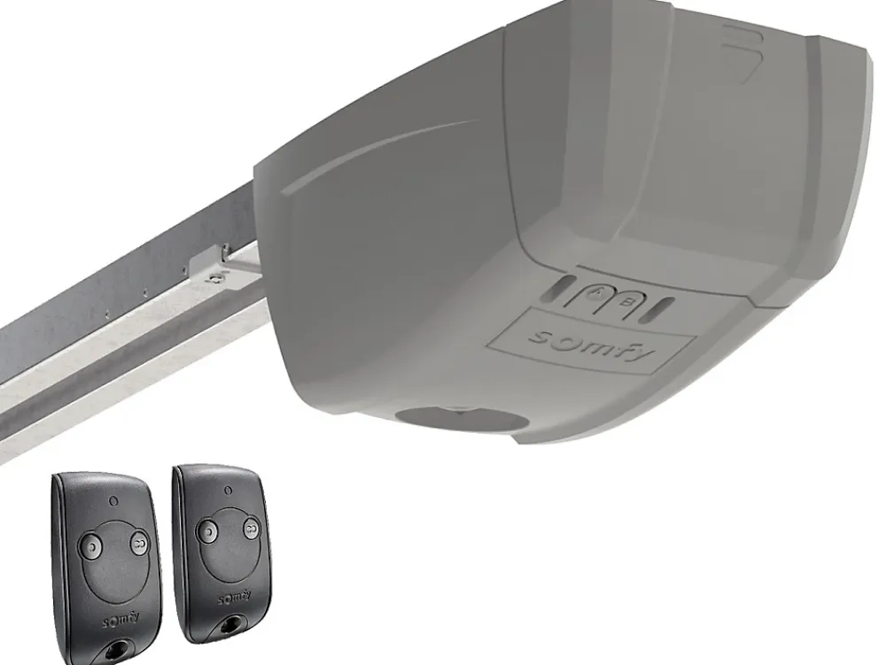 Somfy Porte De Garage Sectionnelle<Porte de garage sectionnelle effet rainuré gris avec moteur L254 x H218 cm - NORIA