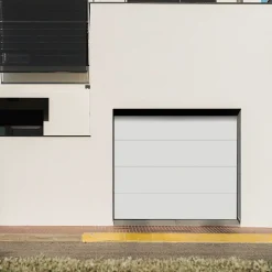 GoodHome Porte De Garage Sectionnelle<Porte de garage sectionnelle acier blanc RAL 9010 - L.240 x h.200 cm - motorisée (en kit)