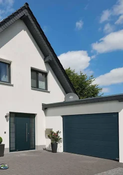 Hormann Porte de garage sectionnelle acier WoodGrain gris anthracite RAL 7016 - l.237,5 x h.212,5 cm - motorisée- Porte De Garage Sectionnelle