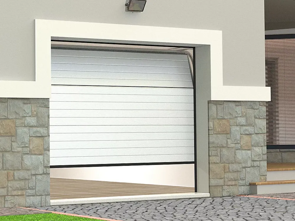 Somfy Porte De Garage Sectionnelle<Porte de garage sectionnelle effet rainuré blanc avec moteur L254 x H218 cm - NORIA