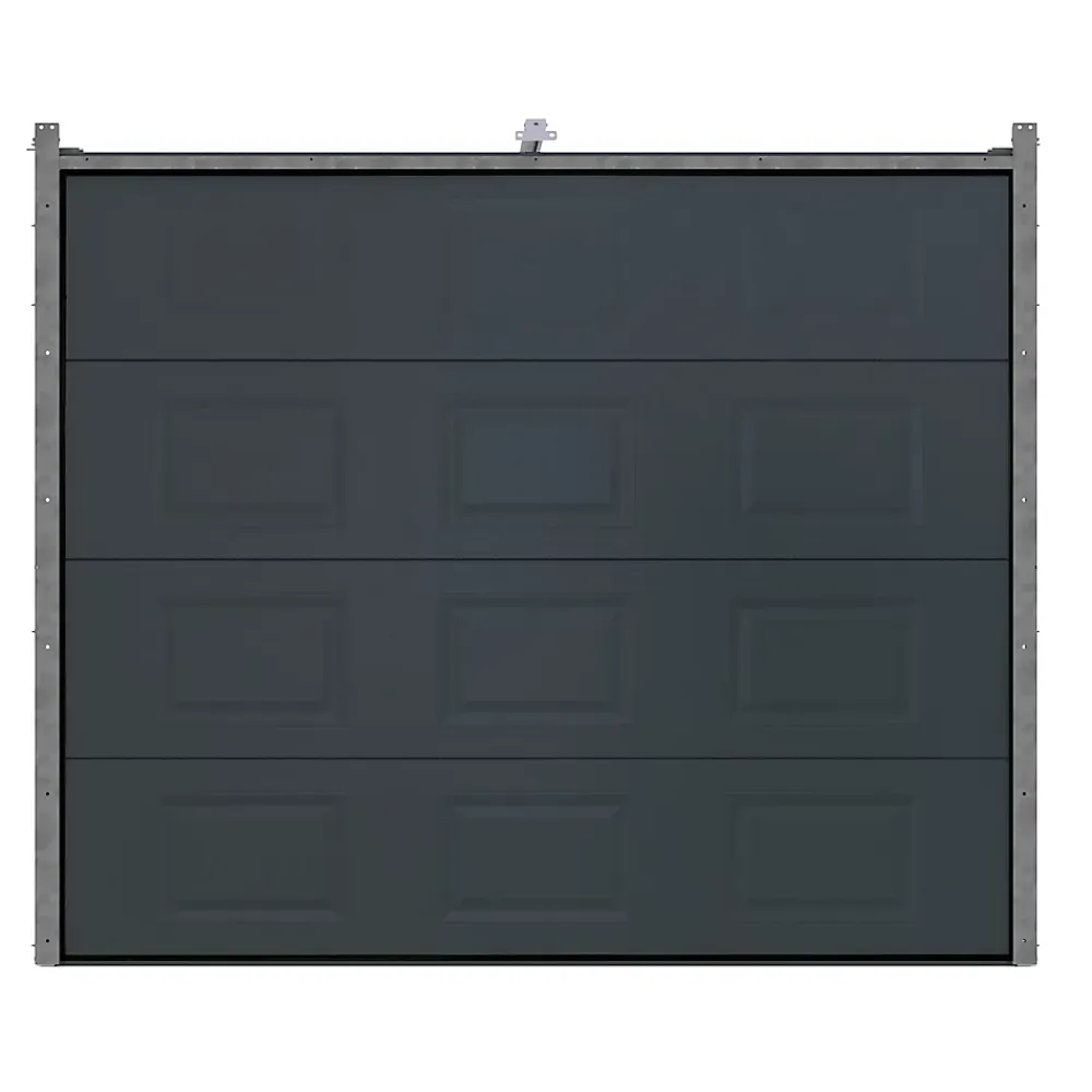 GoodHome Porte De Garage Sectionnelle<Porte de garage sectionnelle à cassettes acier gris RAL 7016 - L.240 x h.200 cm - motorisée (en kit)