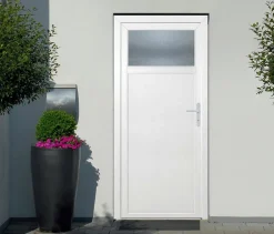 Porte de service 1/4 vitrée PVC 90 x h.205 cm poussant gauche- Porte De Service
