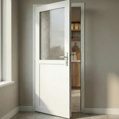 Porte de service 1/2 vitrée pvc poussant droit l.80 x H.205 cm- Porte De Service
