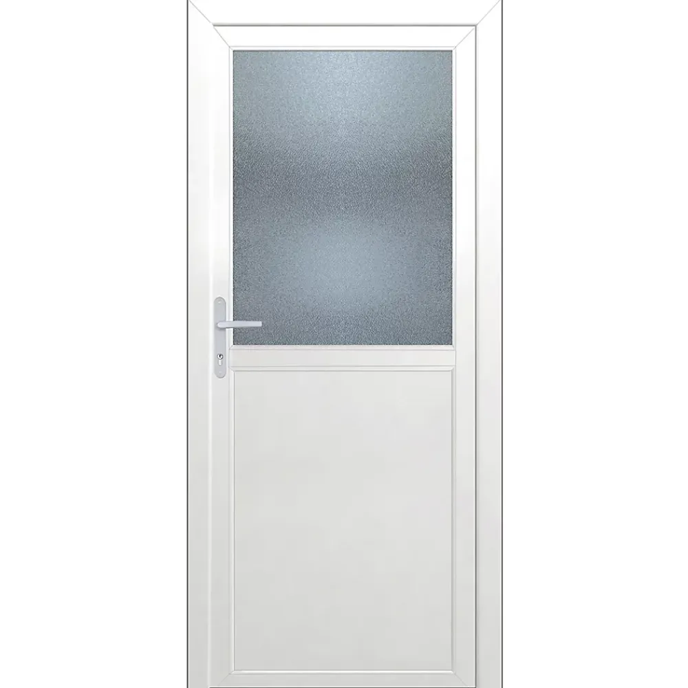 Porte de service 1/2 vitrée pvc poussant droit l.80 x H.205 cm- Porte De Service