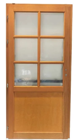 Gd Menuiseries Porte De Service Bois Vitrée Naxos, H.215xl.90 Côte Tableau, P.droit, Poignée, Barillet- Porte De Service