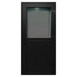Porte de service pvc 1/2 vitrée gris anthracite ext. et blanc int 80 x h.205 cm poussant gauche- Porte De Service