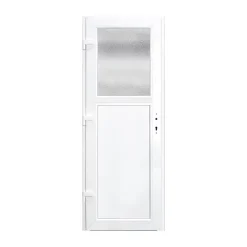 Porte De Service<Porte de service pvc 1/2 vitrée gris anthracite ext. et blanc int. 80 x h.205 cm poussant droit