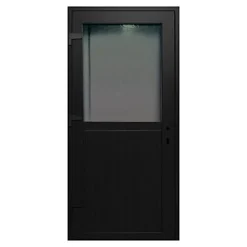 Porte De Service<Porte de service pvc 1/2 vitrée gris anthracite ext. et blanc int 90 x h.205 cm poussant droit