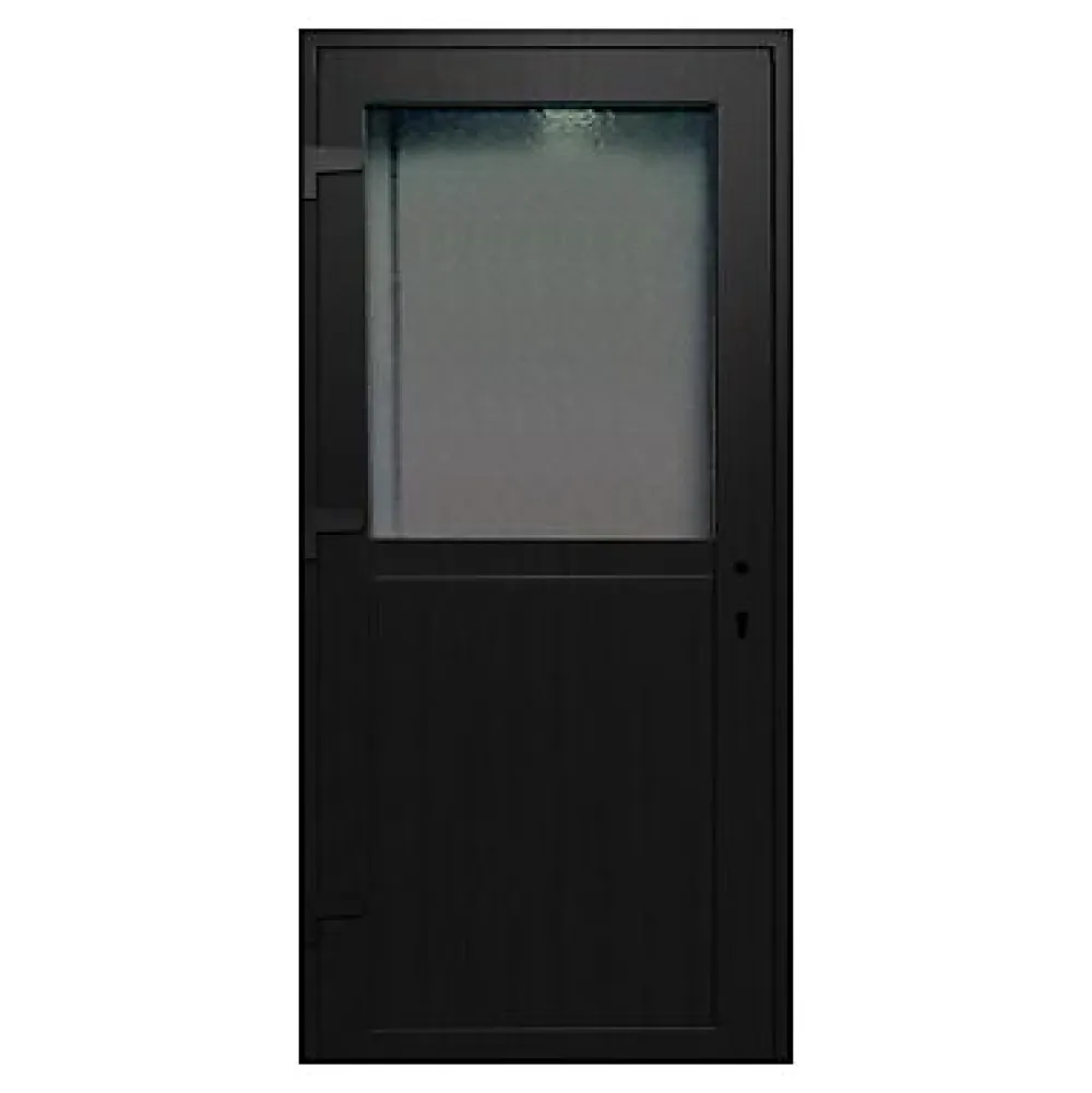 Porte De Service<Porte de service pvc 1/2 vitrée gris anthracite ext. et blanc int 90 x h.205 cm poussant droit