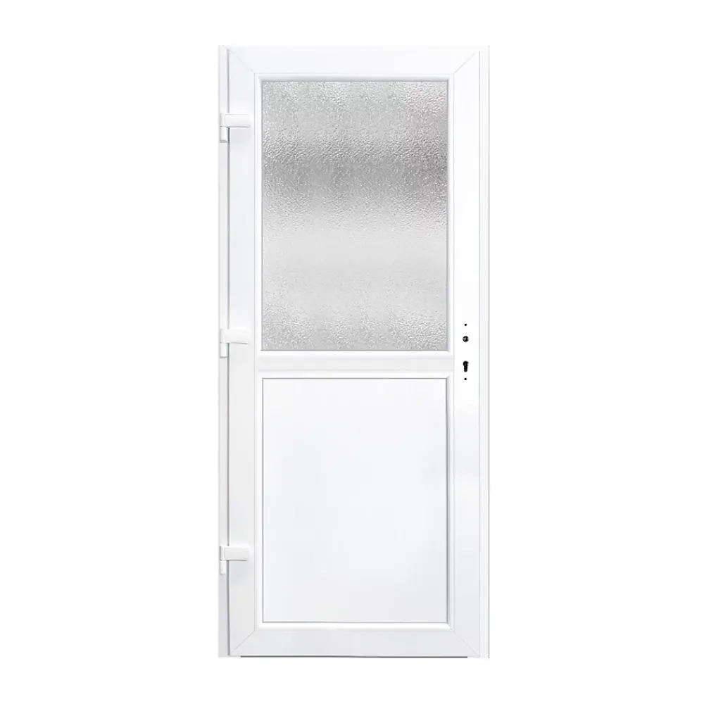 Porte De Service<Porte de service pvc 1/2 vitrée gris anthracite ext. et blanc int 90 x h.205 cm poussant droit