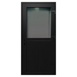 Porte De Service<Porte de service pvc 1/2 vitrée gris anthracite ext. et blanc int 90 x h.205 cm poussant gauche