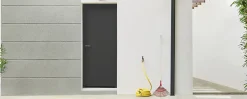 Fral Fermetures Porte de service PVC anthracite L 960mm x H 2000mm ouvant droit- Porte De Service