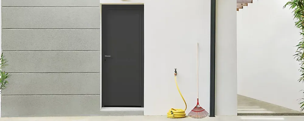 Fral Fermetures Porte de service PVC anthracite L 960mm x H 2000mm ouvant droit- Porte De Service