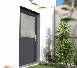 Fral Fermetures Porte De Service<Porte de service PVC anthracite L 960mm x H 2150mm ouvant droit