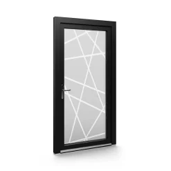 Fral Fermetures Porte de service PVC anthracite et blanc L 960mm x H 2180mm ouvant droit- Porte De Service