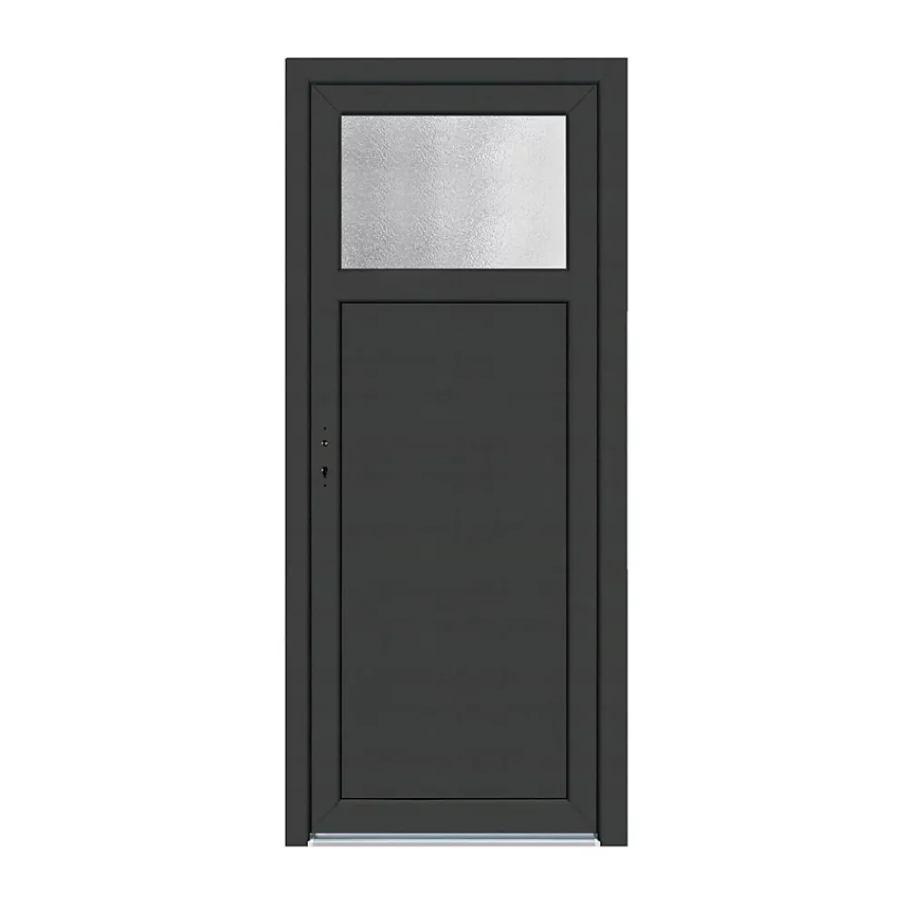 Porte de service pvc gris anthracite ext. et blanc int 90 x h.205 cm poussant droit- Porte De Service