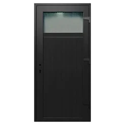 Porte de service pvc gris anthracite ext. et blanc int 80 x h.205 cm poussant gauche- Porte De Service