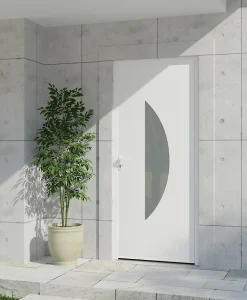 4ALU Porte D'Entrée<Porte d'entrée alu blanc Demi Lune H.215 x l.90 cm poussant droit
