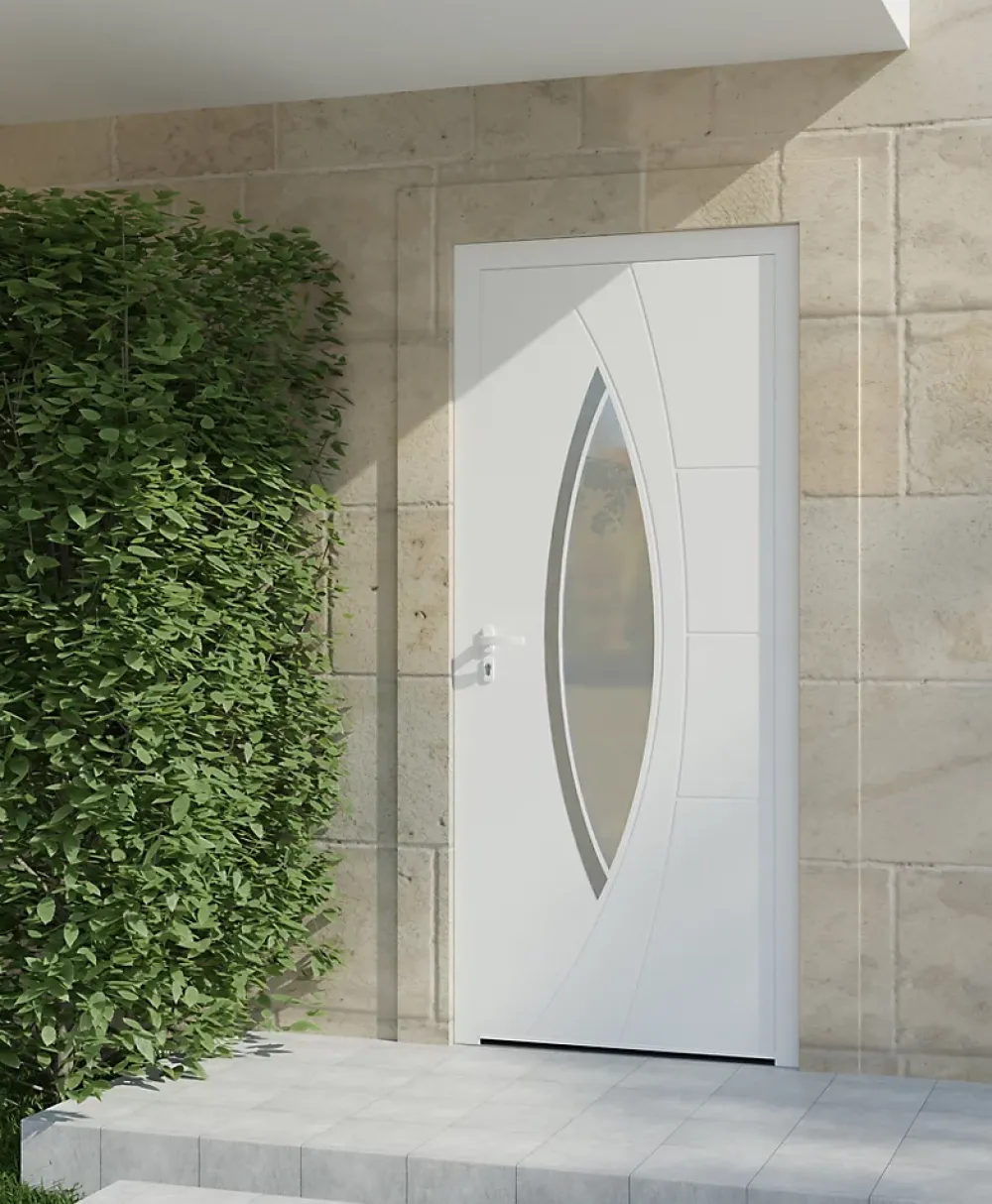 4ALU Porte d'entrée alu blanc Zaria H.215 x l.90 cm poussant droit- Porte D'Entrée