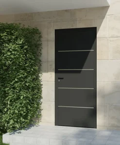 4ALU Porte d'entrée alu gris Cecina H.215 x l.90 cm poussant droit- Porte D'Entrée
