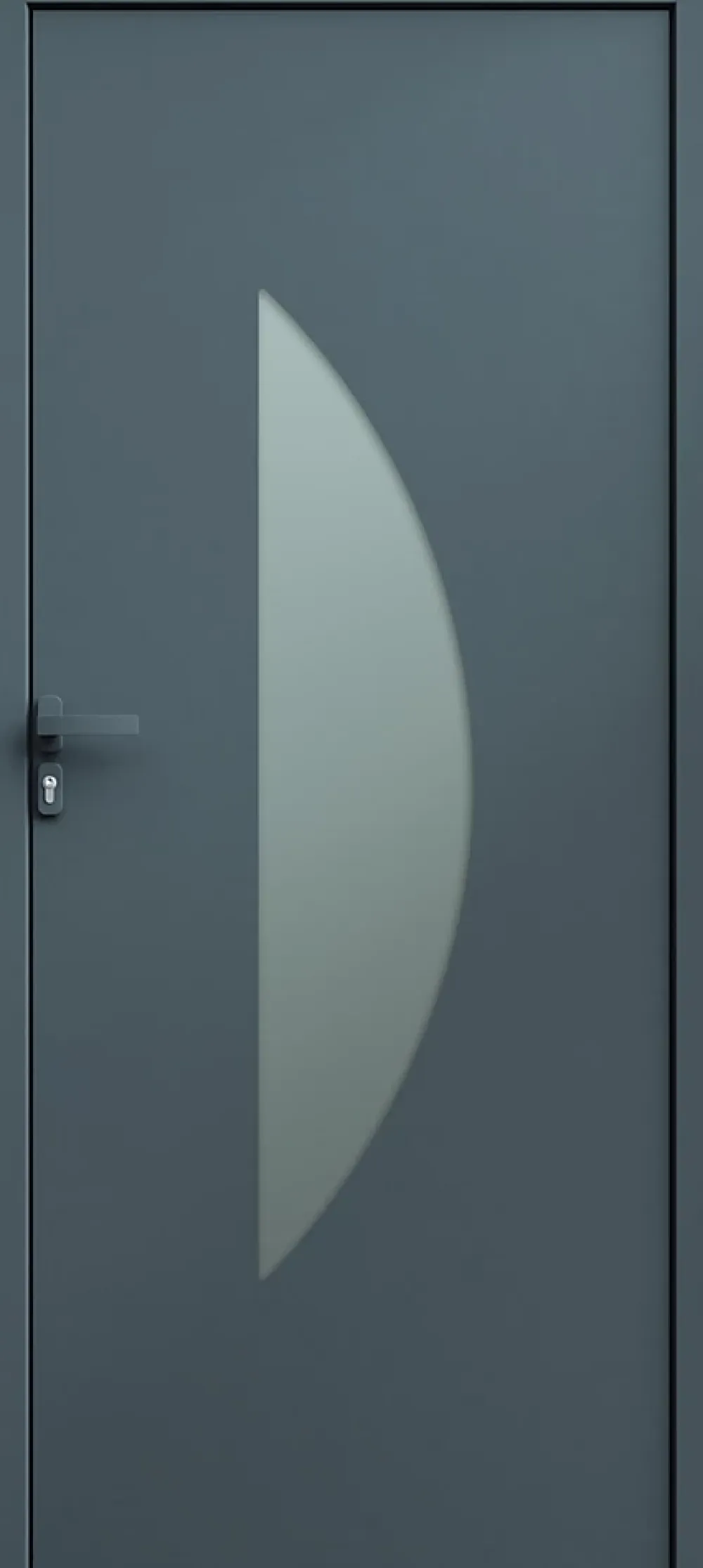 4ALU Porte d'entrée alu gris Demi Lune H.215 x l.90 cm poussant droit- Porte D'Entrée