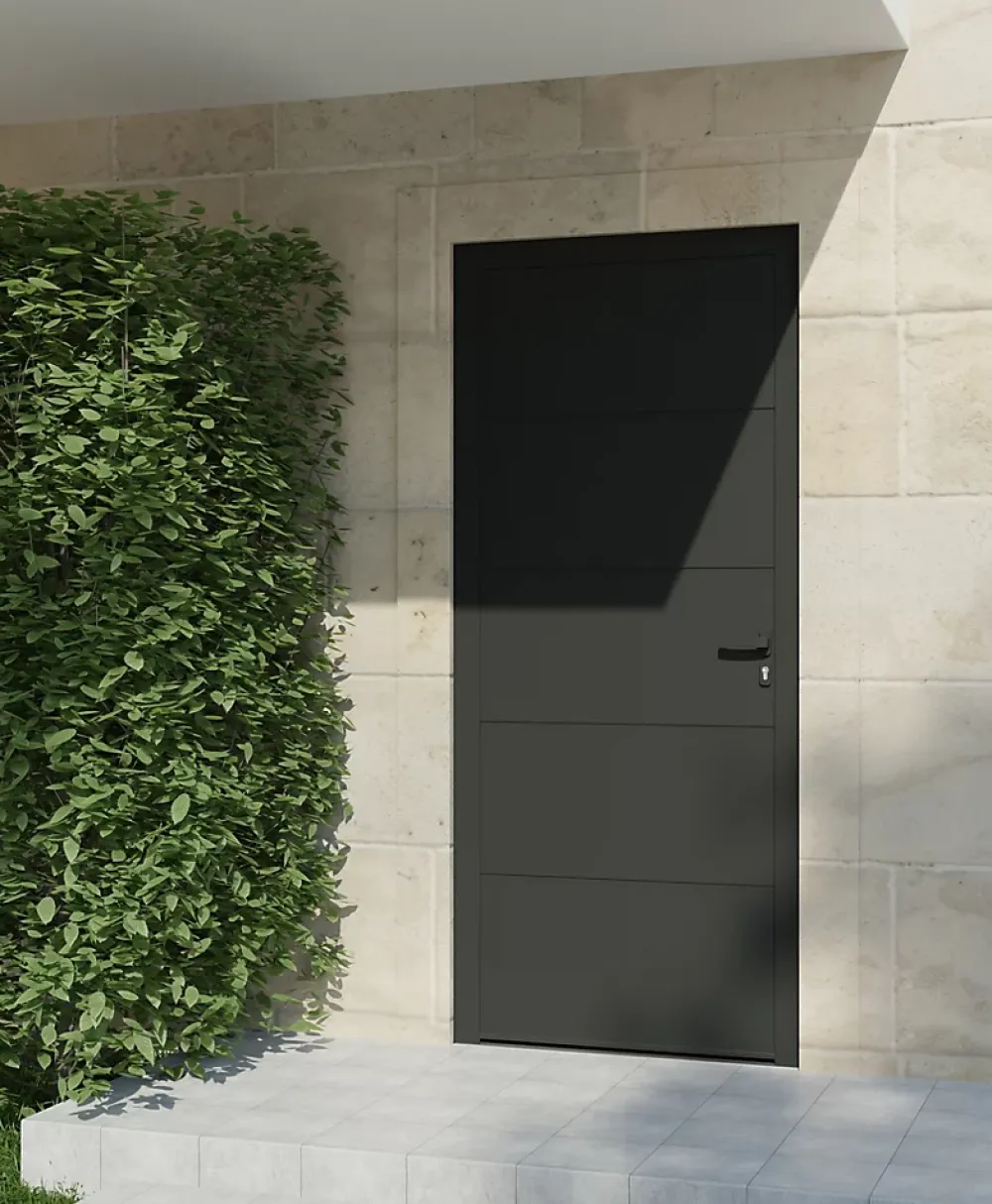4ALU Porte d'entrée alu gris Madryn H.215 x l.90 cm poussant gauche- Porte D'Entrée