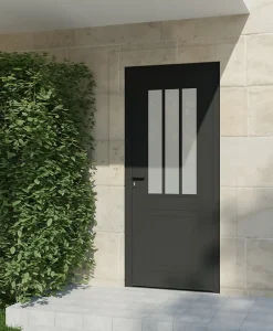4ALU Porte d'entrée alu gris Sestri H.215 x l.90 cm poussant droit- Porte D'Entrée