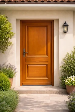 Gd Menuiseries Porte D'Entrée<Porte D'entrée Bois Pleine Safran, H.215xl.90 Côte Tableau P.droit, Poignee, Barillet