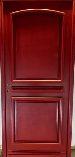 Gd Menuiseries Porte D'entrée Bois Pleine Carene Rouge Ral 3004, H.215xl.90 Côte Tableau, P.droit- Porte D'Entrée