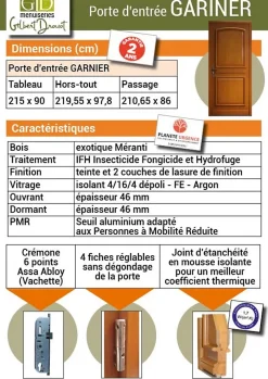 Gd Menuiseries Porte D'Entrée<Porte D'entrée Bois Pleine Garnier, H.215xl.80 Côte Tableau, P.droit