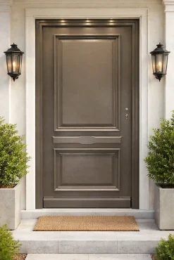 Gd Menuiseries Porte D'entrée Bois Pleine Cassy Gris Ral 7039, H.215xl.90 Côte Tableau P. Gauche- Porte D'Entrée