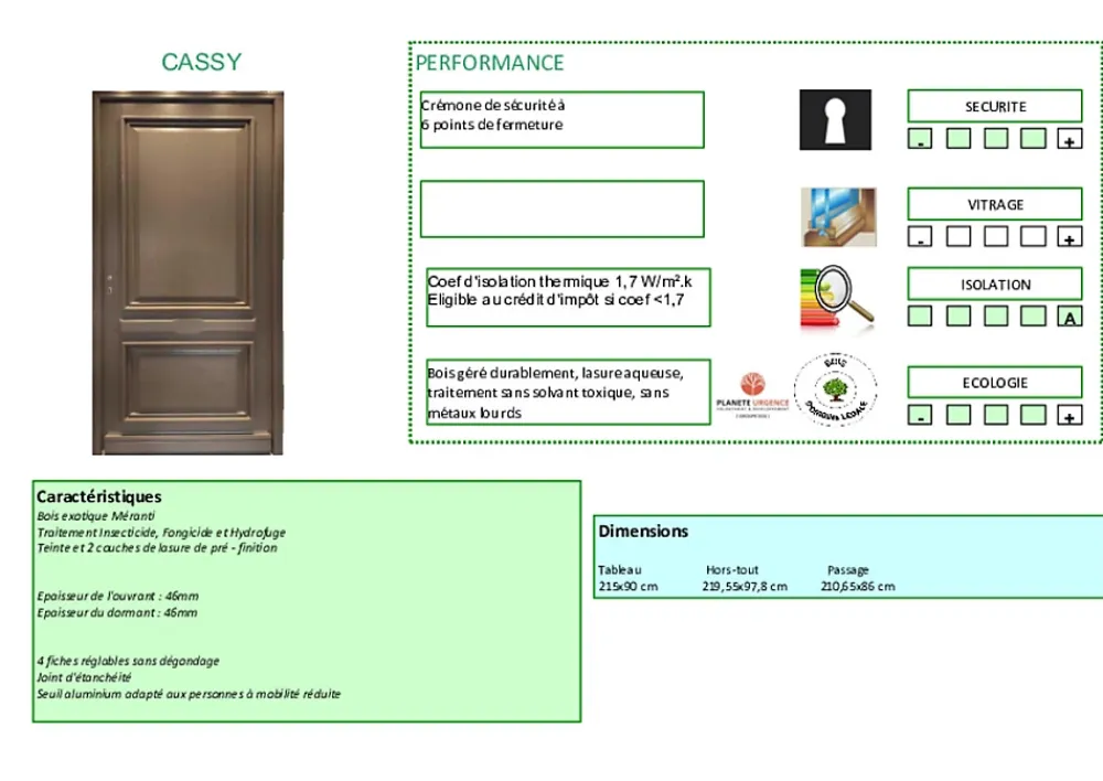 Gd Menuiseries Porte D'entrée Bois Pleine Cassy Gris Ral 7039, H.215xl.90 Côte Tableau P.droit- Porte D'Entrée