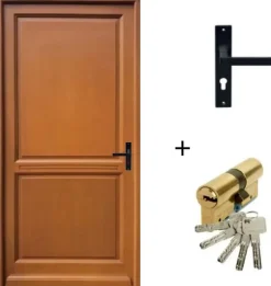 Gd Menuiseries Porte D'entrée Bois Pleine Eyden, H.215xl.90 P,gauche Côte Tableau, Poignée, Barillet- Porte D'Entrée