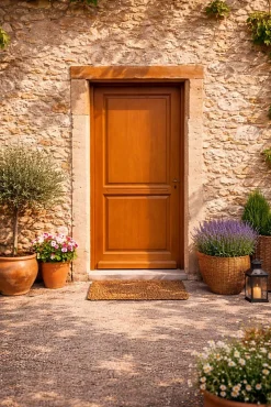 Gd Menuiseries Porte D'entrée Bois Pleine Eyden, H.215xl.90 Côte Tableau P.gauche, Poignée, Barillet- Porte D'Entrée
