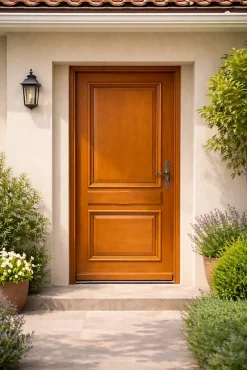 Gd Menuiseries Porte D'Entrée<Porte D'entrée Bois Pleine Safran, H.215xl.90 Côte Tableau P. Gauche