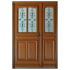 Gd Menuiseries Porte D'Entrée<Porte D'entrée Bois Tiercée Vitrée Vauban H.215 X L.120 Côte Tableau P. Gauche