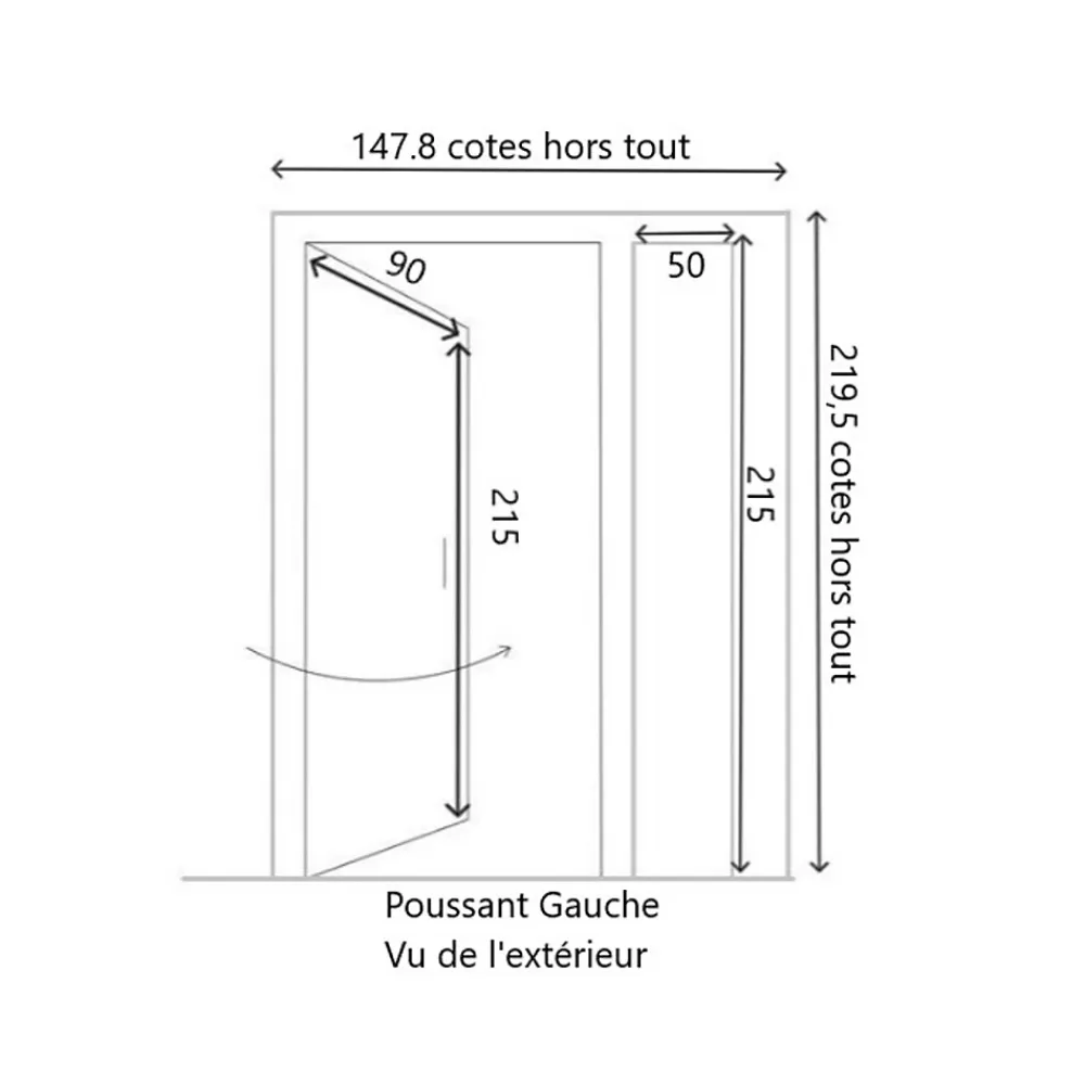 Gd Menuiseries Porte D'entrée Bois Tiercée Carole H215 X L140 Côte Tableau P. Gauche, Poignee, Barillet, Bouton- Porte D'Entrée