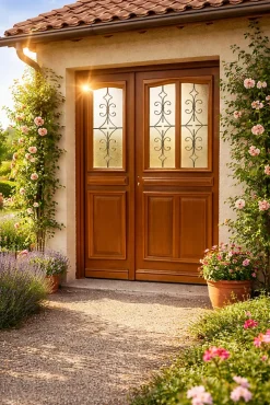 Gd Menuiseries Porte D'Entrée<Porte D'entrée Bois Tiercée Vitrée Vauban H.215 X L.120 Côte Tableau P.droit