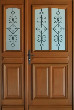 Gd Menuiseries Porte D'entrée Bois Tiercée Vitrée Vauban H.215xl.130 Côte Tableau P.droit- Porte D'Entrée