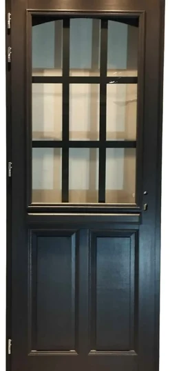 Gd Menuiseries Porte D'entrée Bois Vitrée Alexa Gris Ral7016, H.215xl.80 Côte Tableau P.droit Poignée, Barillet- Porte D'Entrée