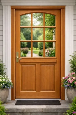 Gd Menuiseries Porte D'entrée Bois Vitrée Agatha, H.215xl.80 Côte Tableau, P.droit, Poignée, Barillet- Porte D'Entrée
