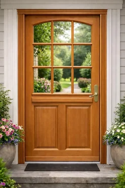 Gd Menuiseries Porte D'entrée Bois Vitrée Agatha, H.215xl.90 P,gauche Côte Tableau, Poignée, Barillet- Porte D'Entrée