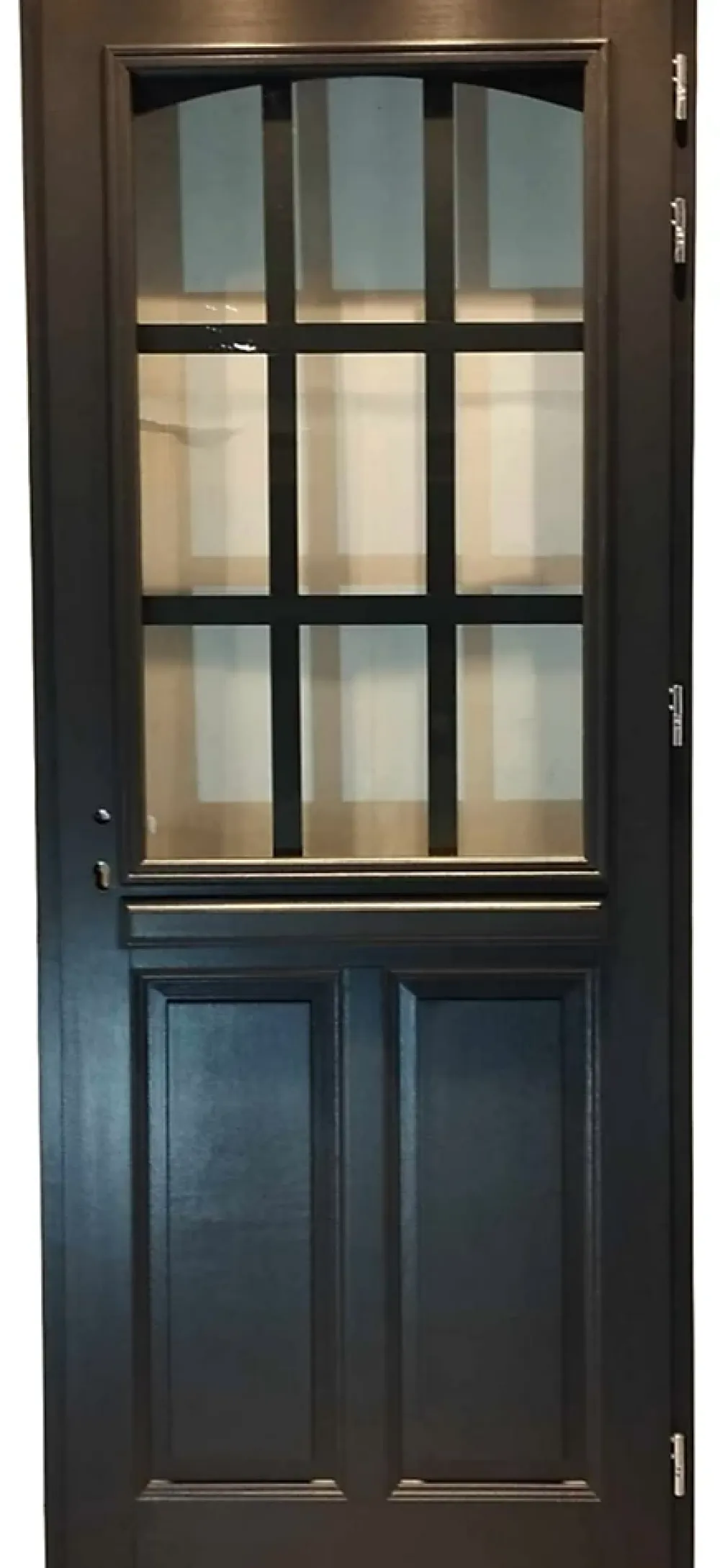 Gd Menuiseries Porte D'entrée Bois Vitrée Alexa Gris Ral7016, H.215xl.80 Côte Tableau P.gauche, Poignée, Barillet- Porte D'Entrée